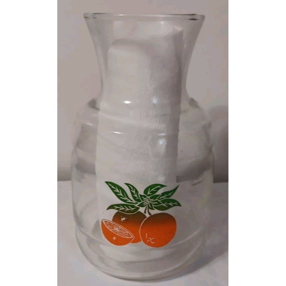 Vintage Orange Juice Carafe‎ Jar GE Food Freezers Beverage Glass Container